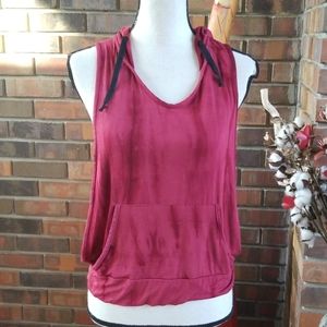 Ethereal Hooded Acid Wash Athletic Muscle Tank